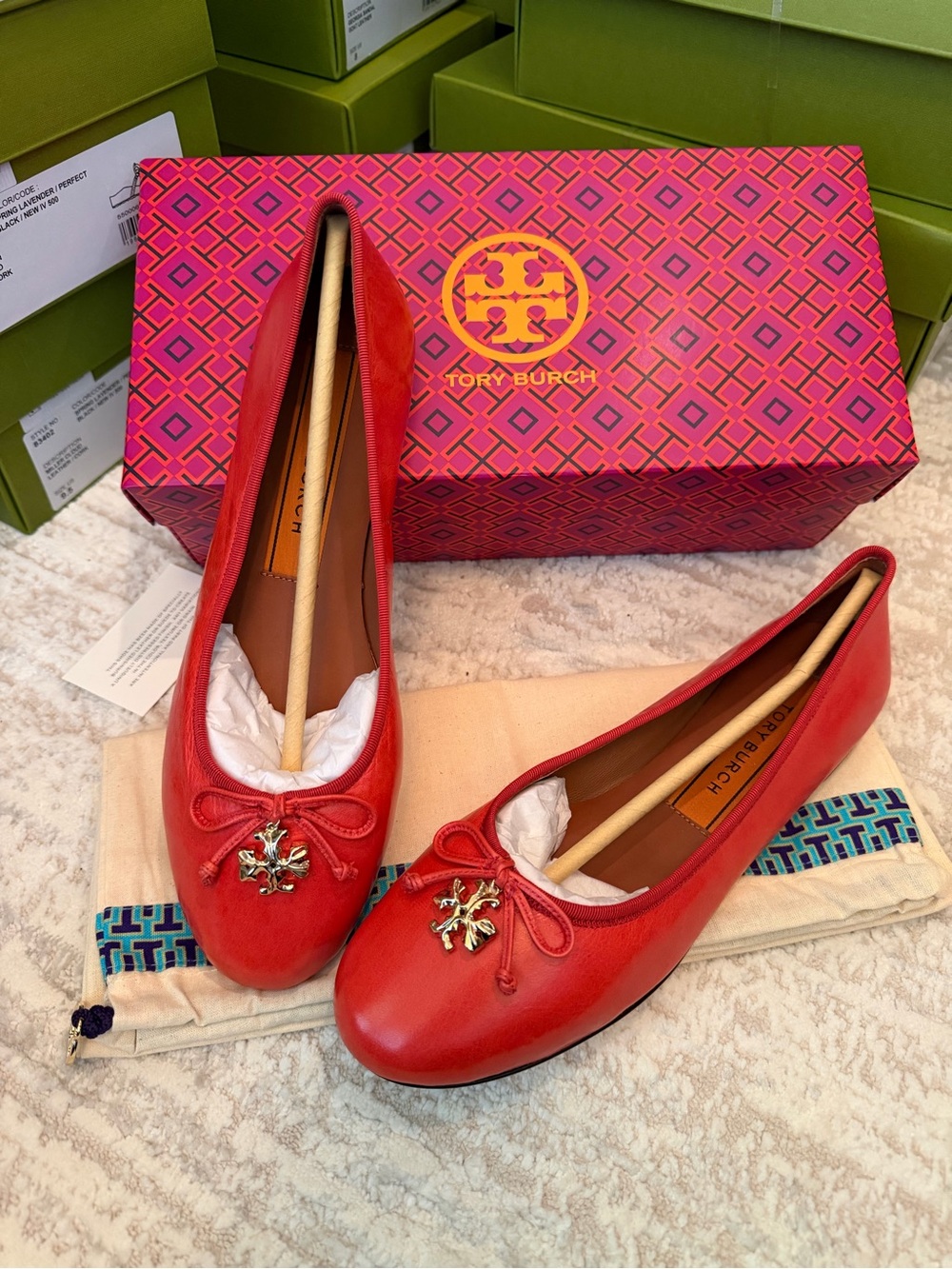 Tory Burch Ballet Flats with Logo Charm